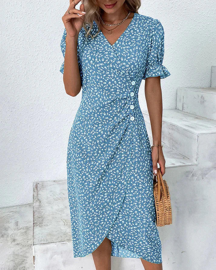 Karla - dress with short sleeves and floral print