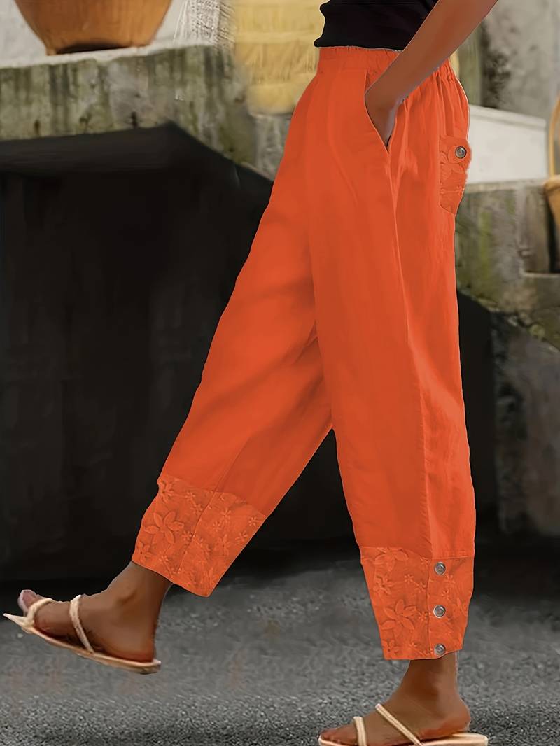 Hannah – contrast casual trousers for summer