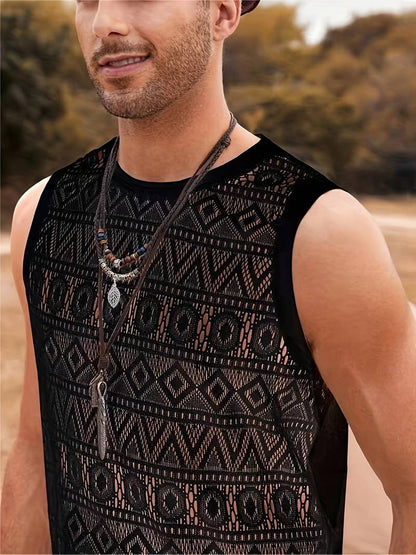 Isaac ethnic hollow out tank top