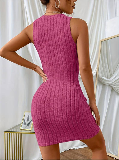 Harper ribbed solid color bodycon dress