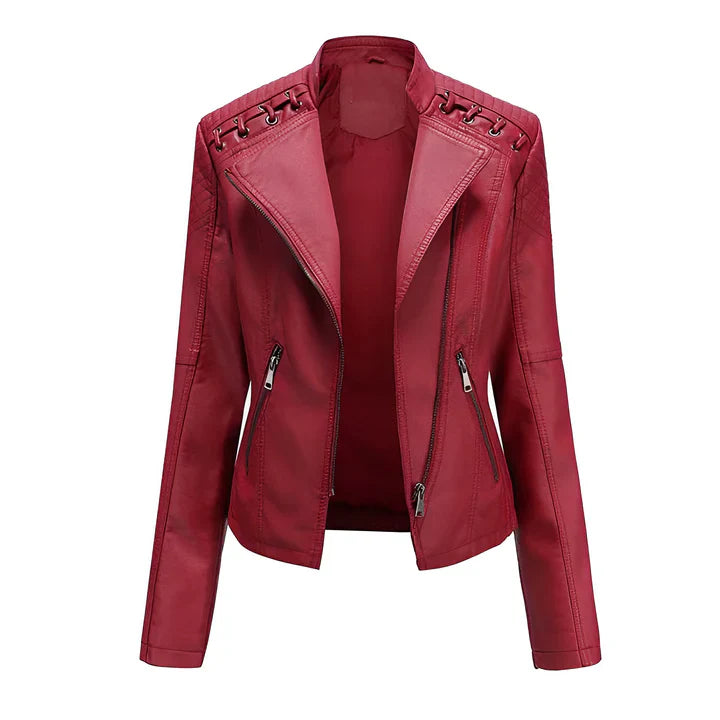 Arline - pu leather jacket with zipper closure