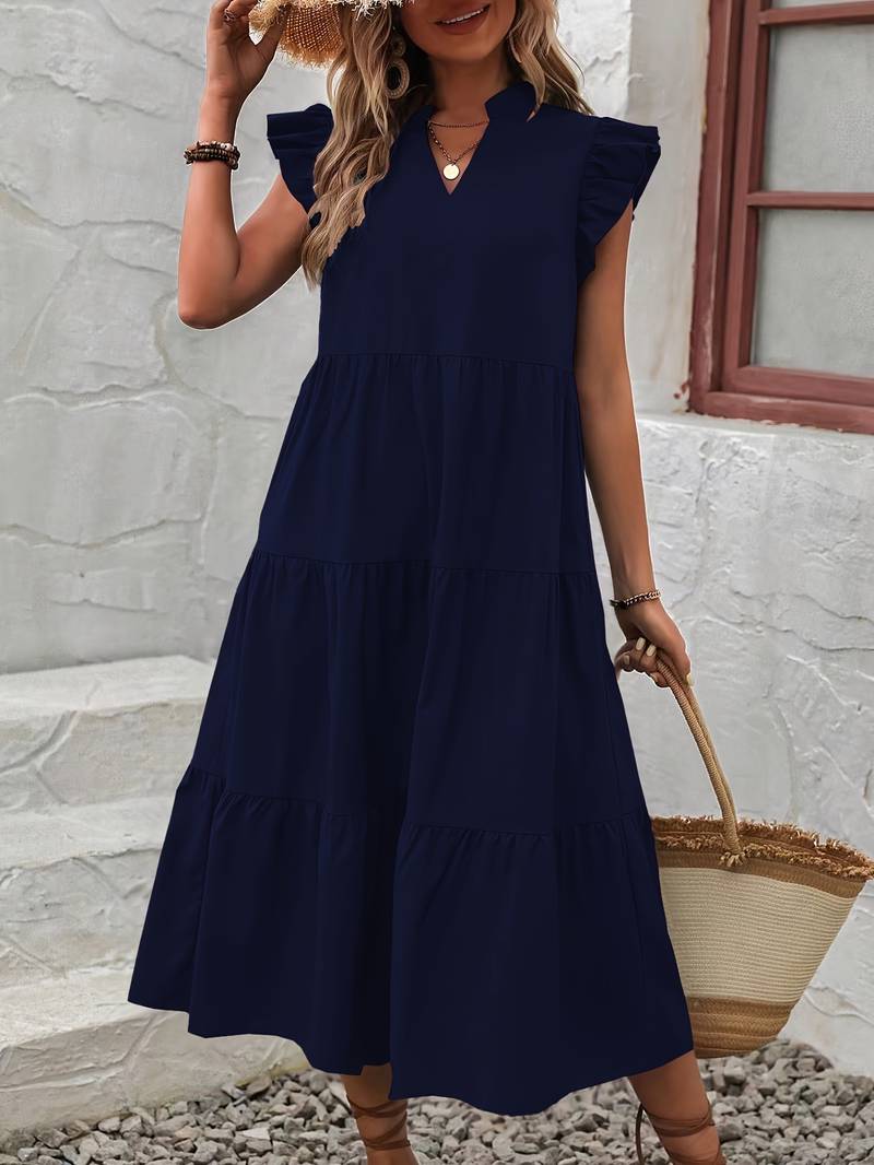 Emma – elegant dress with ruffle sleeves for spring and summer