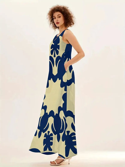 Isabella - graphic print v-neck maxi dress