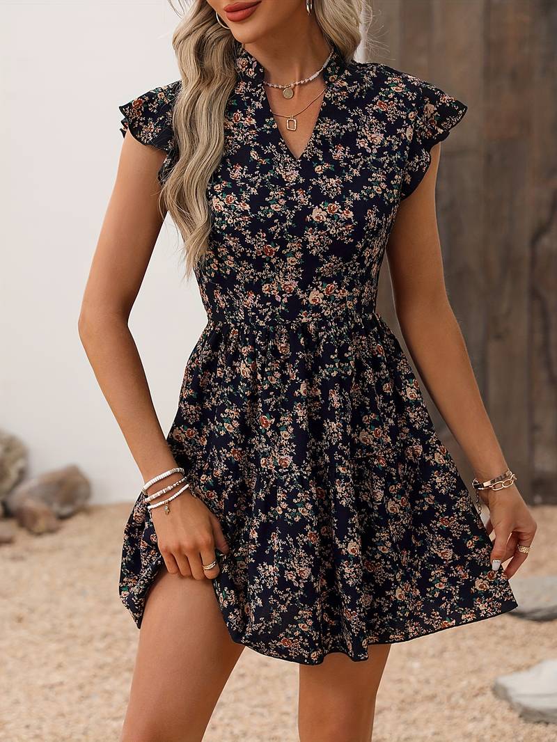 Emma – floral print v-neck dress