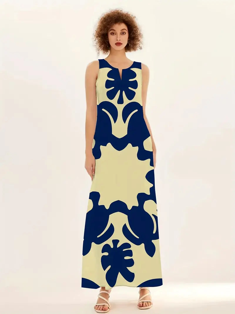 Isabella - graphic print v-neck maxi dress