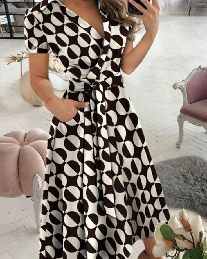 Kyra - elegant v-neck midi dress for women