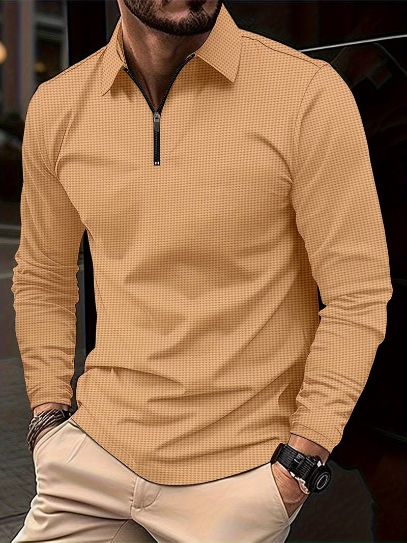 Alex casual long sleeve v-neck waffle shirt