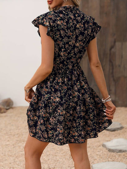 Emma – floral print v-neck dress