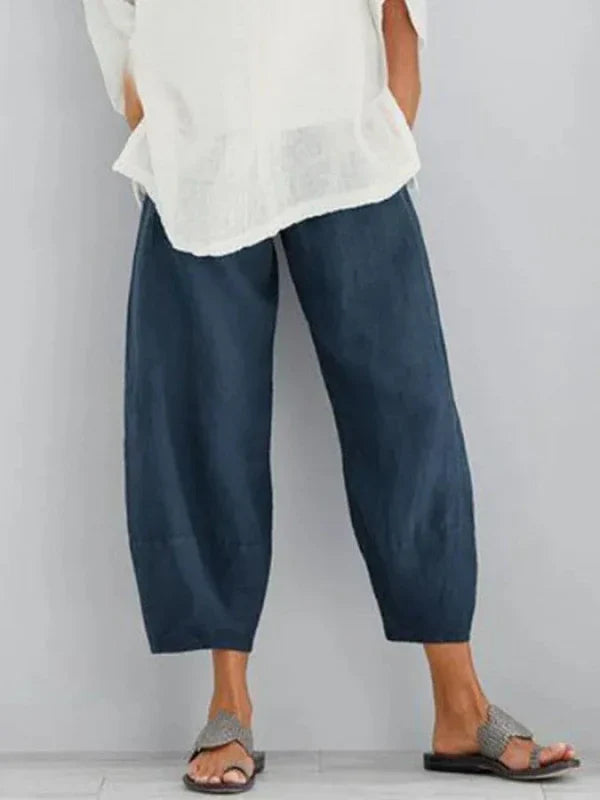 Linen casual trousers for women