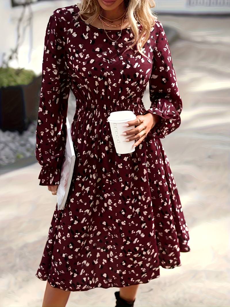 Sophia – all-over print long-sleeved dress for spring and autumn