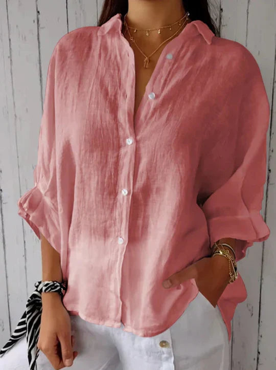 Elena - coral red summer blouse