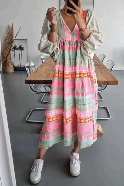 Luisa – colorful maxi dress with geometric pattern