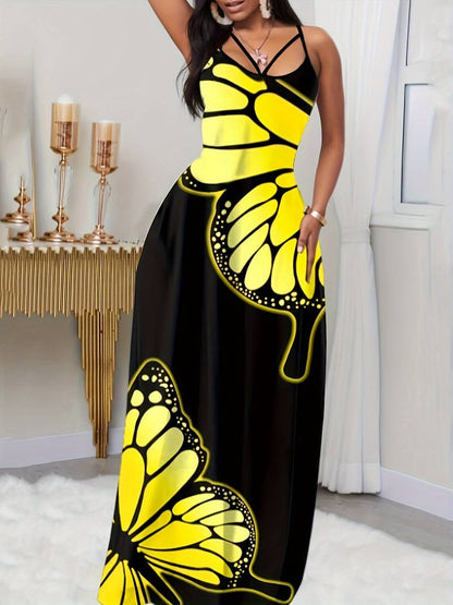 Grace - backless maxi dress with butterfly print