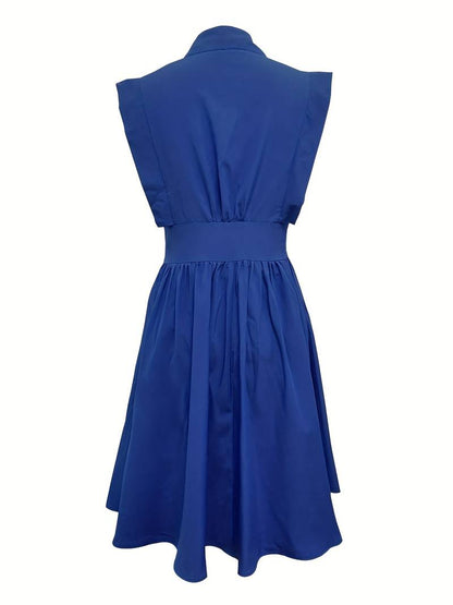 Evelyn – ruffled dress with a narrow waist and collar