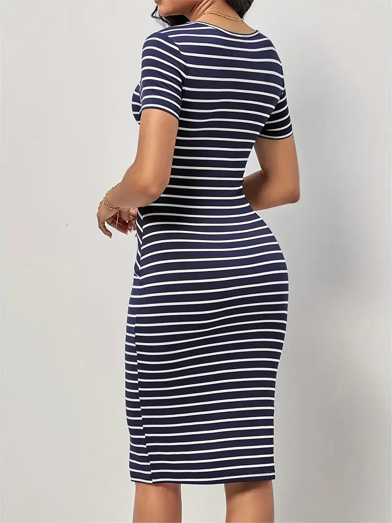 Madison - short sleeve dress with stripe print