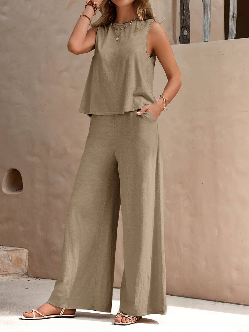 Olivia – elegant sleeveless tank top and wide-leg pants set