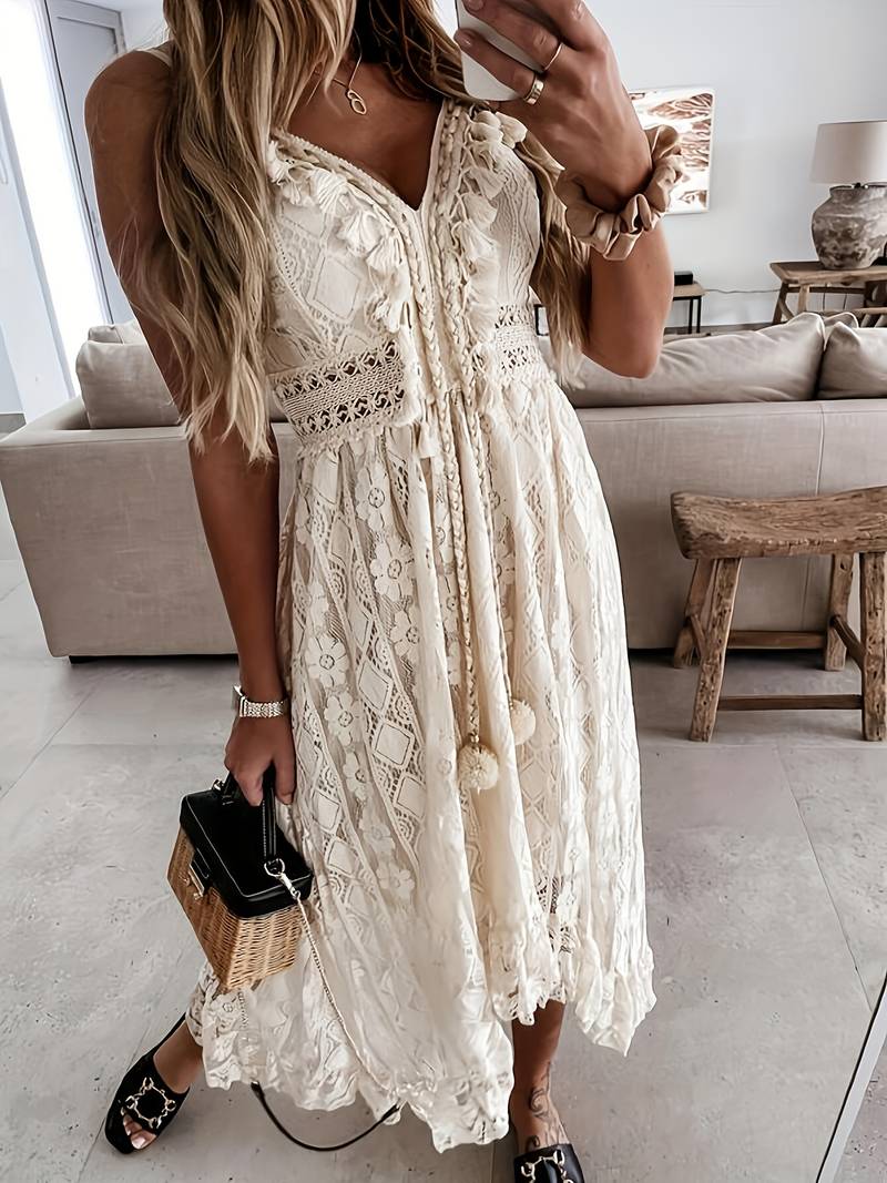 Emma – boho maxi summer dress with spaghetti straps and v-neck