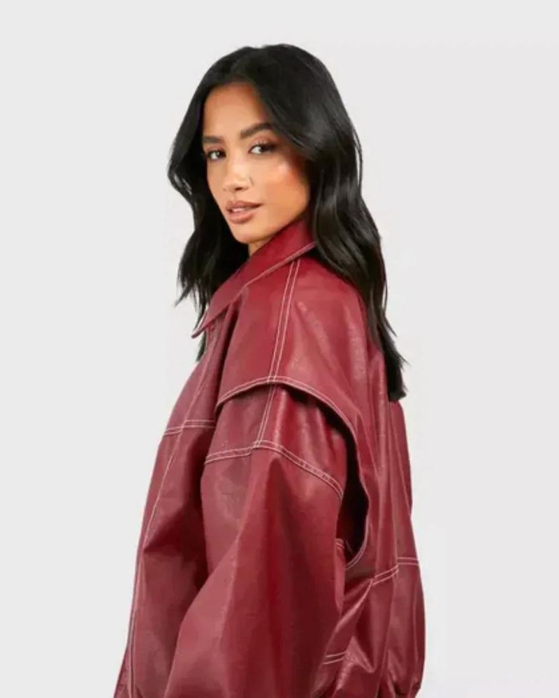 Chic leather bomber jacket for women - Khalil