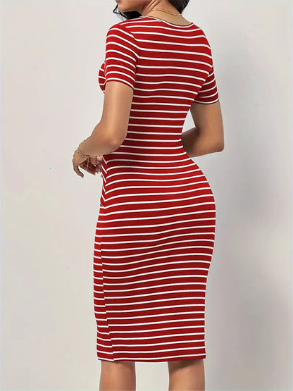 Madison - short sleeve dress with stripe print