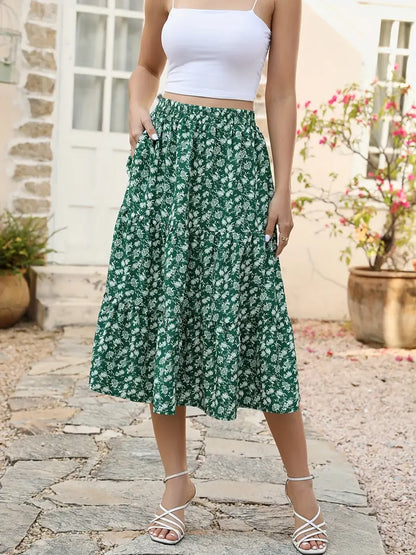 Remmi - floral print flared skirt with pockets