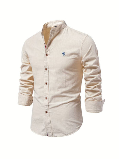 Nathan men's solid color long sleeve button down shirt