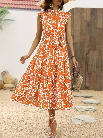 Aurora – elegant dress with ruffle sleeves for spring and summer