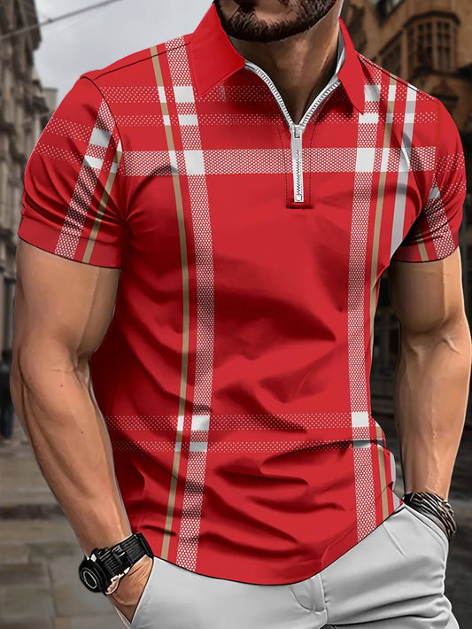 Henry – fashionable red golf shirt in street style