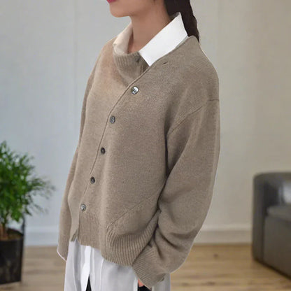 Celina - soft cardigan with diagonal button placket