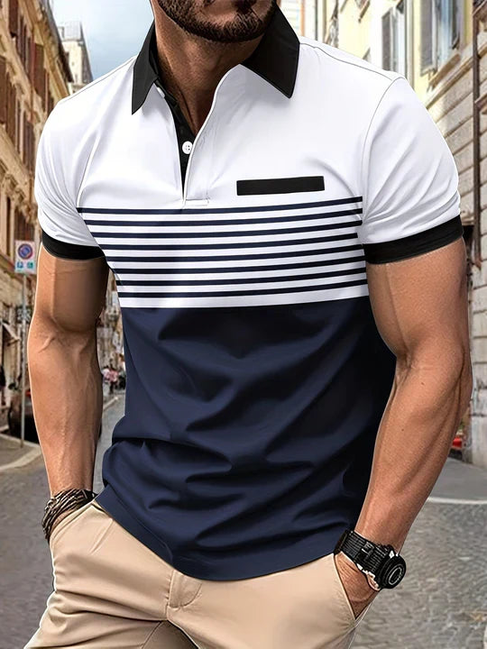 Louis｜stripe summer polo for men