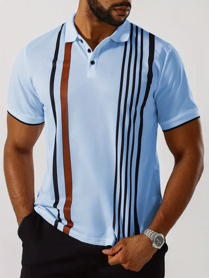 Michael t-shirt with retro vertical stripe pattern