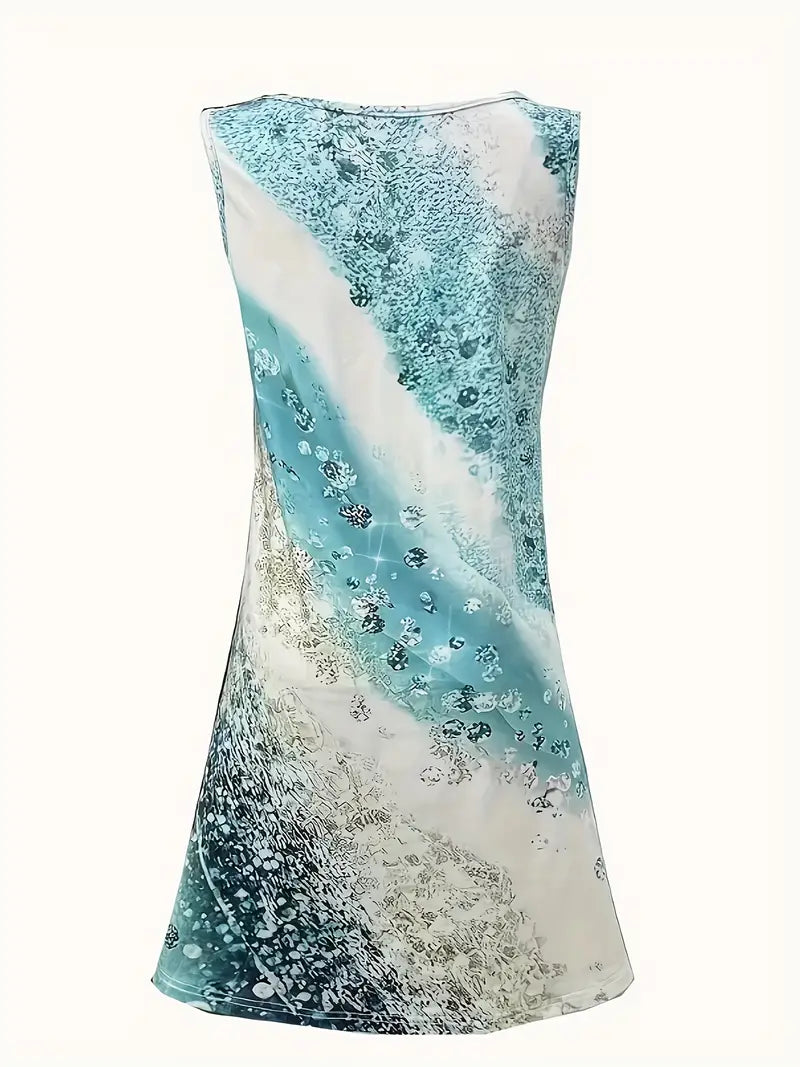 Isabella - tank dress with abstract print and round neck