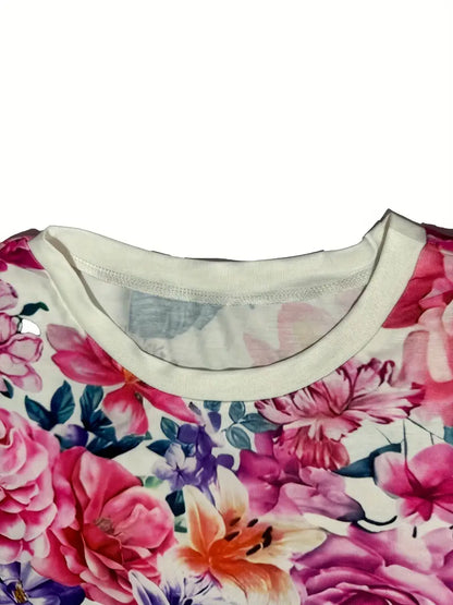 Aurora - floral print crew neck t-shirt for spring