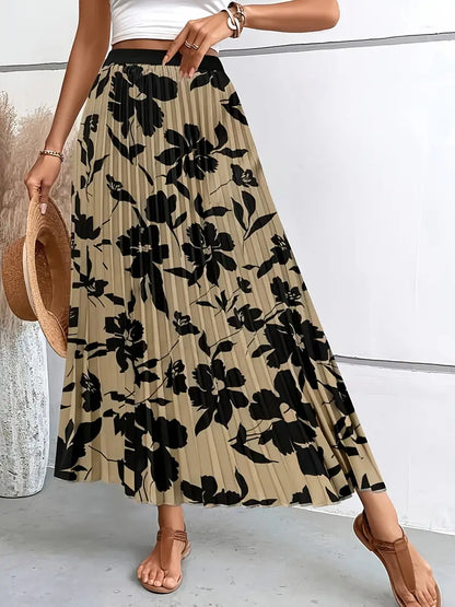 Elkise - floral print pleated skrik for spring