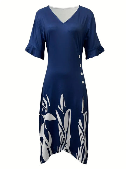 Charlotte – elegant short sleeve dress with floral print