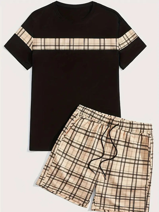 Matthew men's checked outfit set for summer vacation