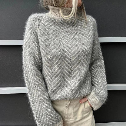 Gray striped long sleeve sweater