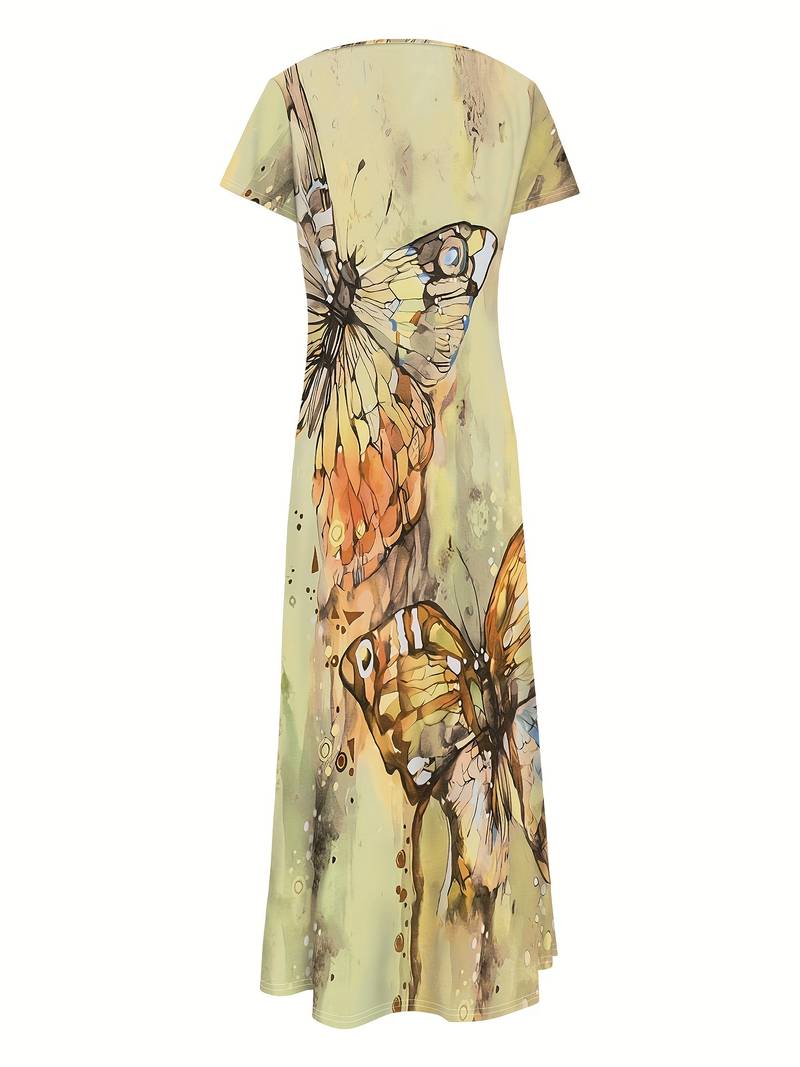 Grace - butterfly print v-neck dress for spring & summer