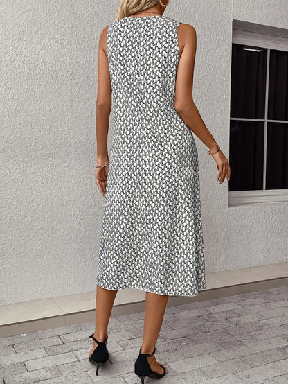 Olivia – midi dress with a round neckline and an all-over print