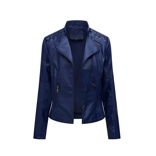 Arline - pu leather jacket with zipper closure