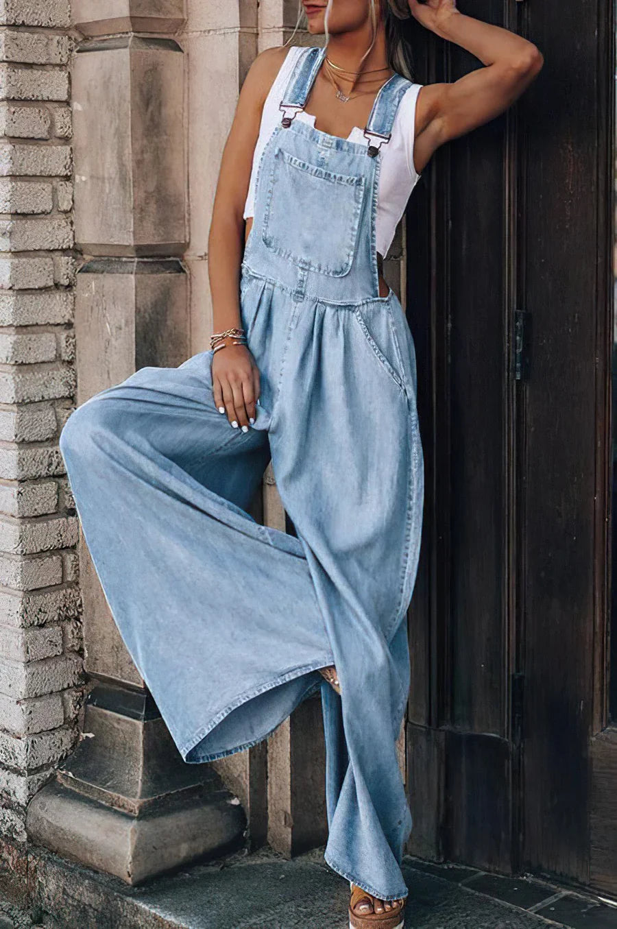 Keti - sleeveless trendy denim overall for women