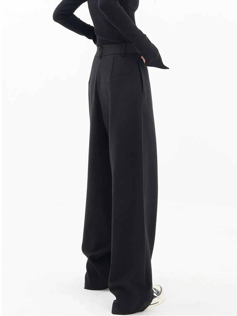 Leja - layered button wide leg pants for women