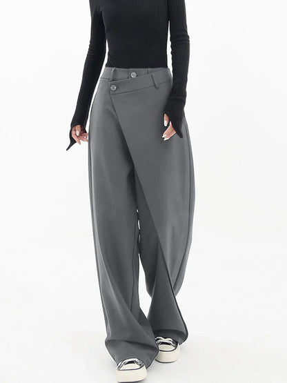 Leja - layered button wide leg pants for women