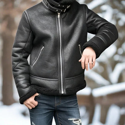 Bent - thick, lined leather jacket for winter