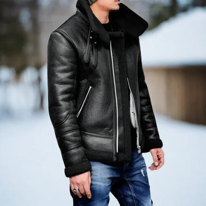 Bent - thick, lined leather jacket for winter