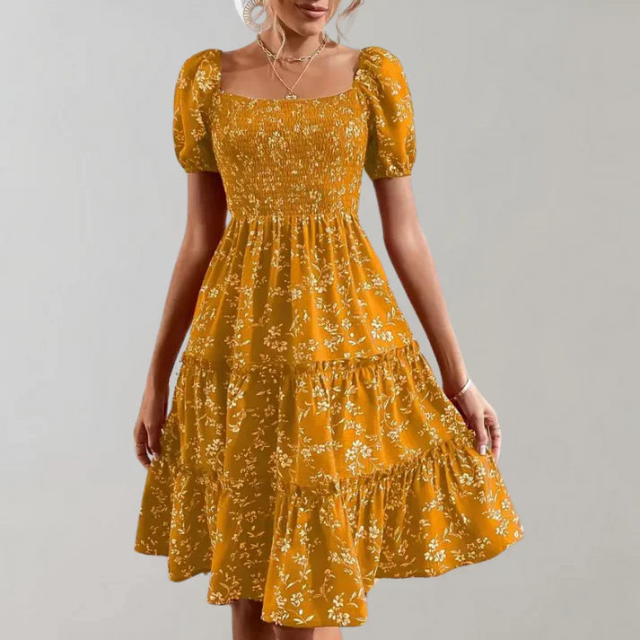 Floral square neck summer dress