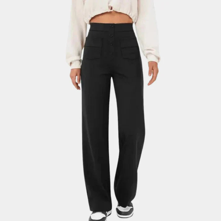 Casual women's trousers with a high waist