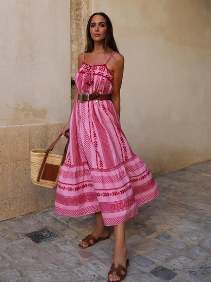 Baruni | boho style dress with corset, decorated with mesh fabric and floral pattern