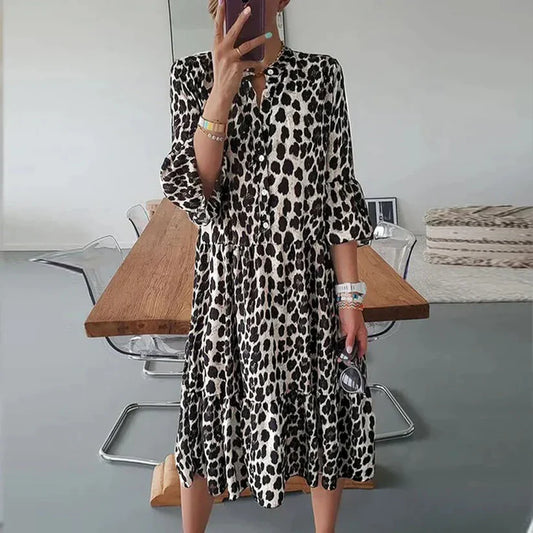 Benancio | midi dress with leopard print