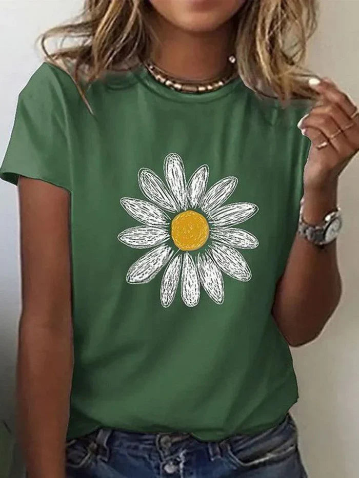 Lily - flower green round neck