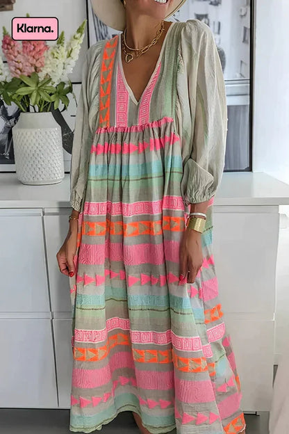 Luisa – colorful maxi dress with geometric pattern